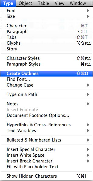 Fonts to Outlines